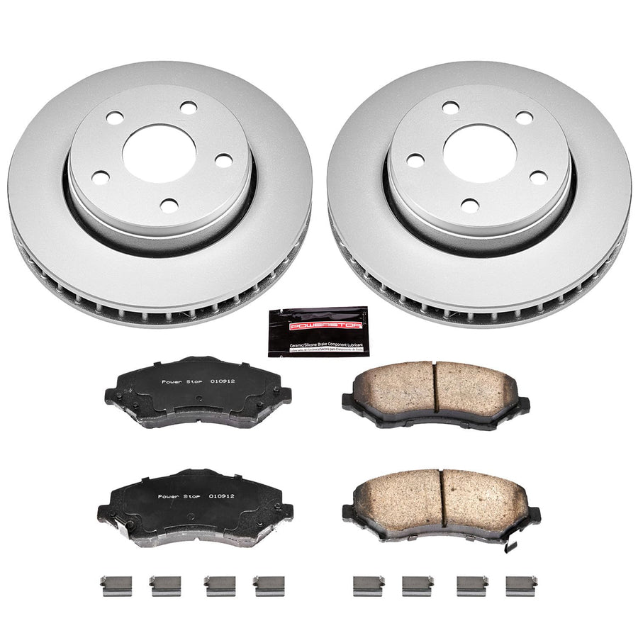 Power Stop CRK3097 Brake Rotor & Coated Ceramic Brake Pads- front For Jeep Wrangler 2007-2017, Jeep Wrangler JK 2018 [Model Specific]