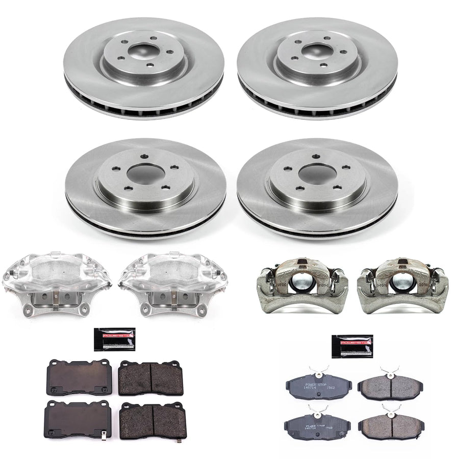 Power Stop KCOE5942 Replacement Autospeciality Front and Rear Caliper Kit- OE Rotors, Ceramic Brake Pads, Calipers For Ford Mustang 2012 [Model Specific]