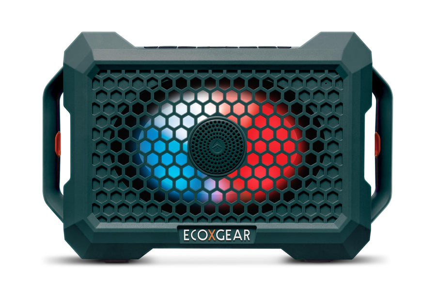 Outdoor ECOXGEAR Defender: Portable Bluetooth Speaker, 121dB Massive Sound, Waterproof and Drop Proof, with LED Party Lights, Pair up to 100, 25+ Hours Playtime (Emerald Bay)