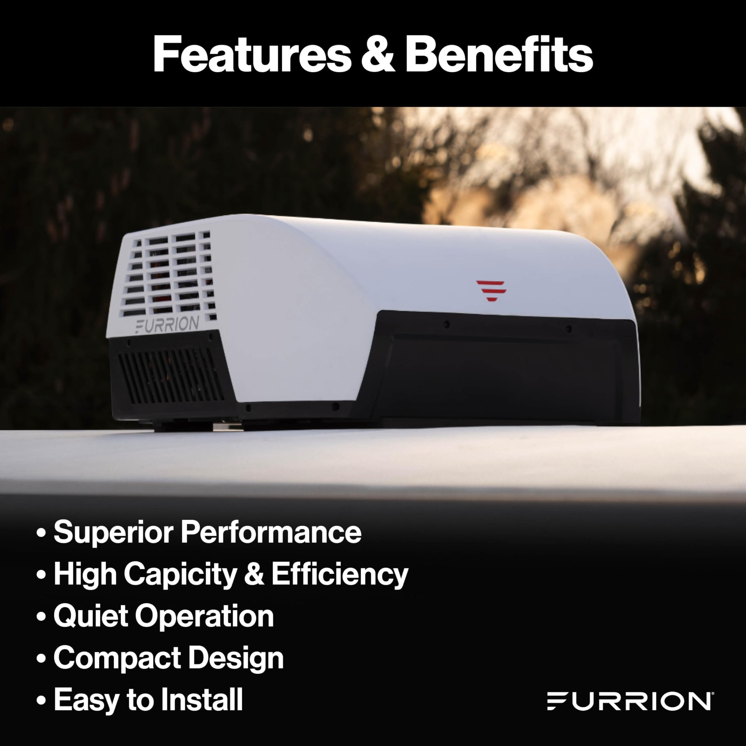 Furrion 18k BTU Chill Cube Variable Speed RV Rooftop Air Conditioner, White, Non-Ducted, R32 Refrigerant, Quiet High-Efficiency AC with Turbo Cool Mode, Lightweight, AC Unit Only - FACR18VSSA-BL-AM