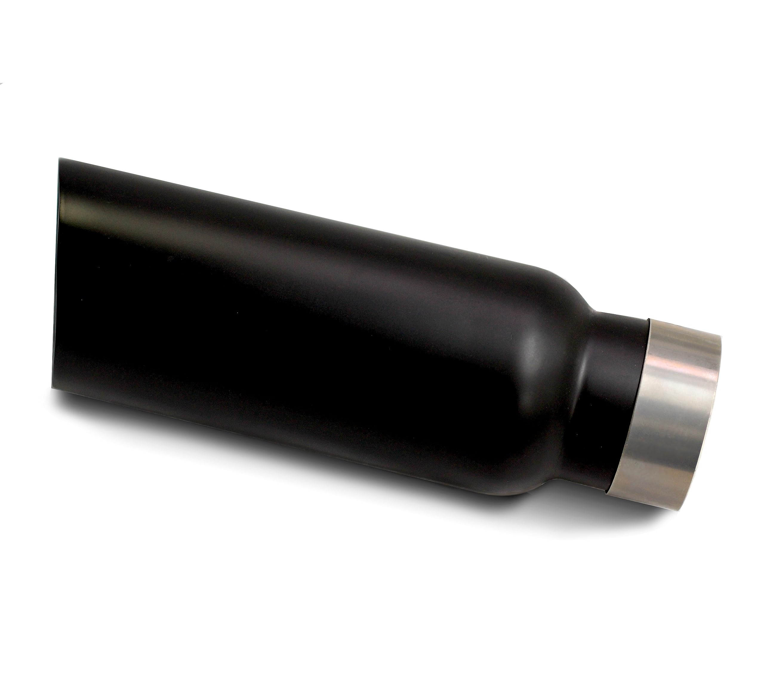 Exhaust Muffler Tip Black Horse, 3" inlet,4" outlet and 12" Length Double Wall Black Compatible with All Cars, Trucks and SUVs-MT-RR03BK