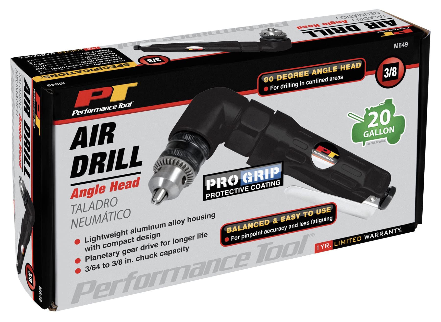 M649 Performance Tool HD Angle Drill, 3/8-Inch