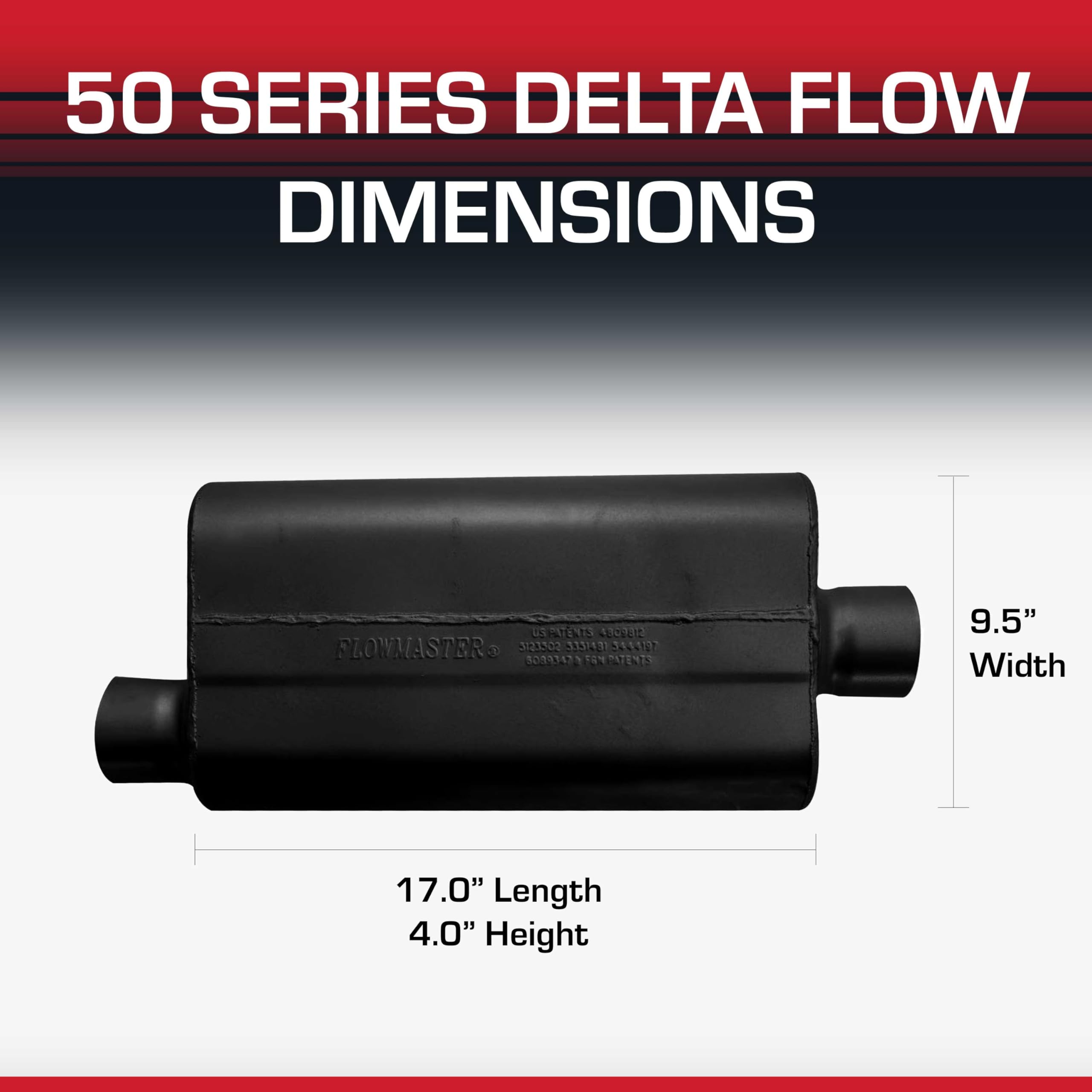 50 Series Flowmaster Delta Flow® Chambered Muffler – 3.00” - Center Out/Offset In – Moderate Sound – 16-Gauge Aluminized Steel – Perfect for daily-driven Performance Vehicles & Passenger Cars 943051