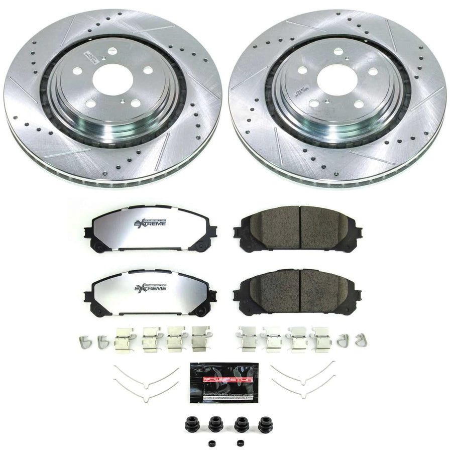 Power Stop Front Brake Kit For 2023 2024 Lexus RX350h 2023 2024 Lexus RX350 - Truck & Tow Carbon Fiber Ceramic Brake Pads & Drilled and Slotted Rotors Replacement, K8753-36
