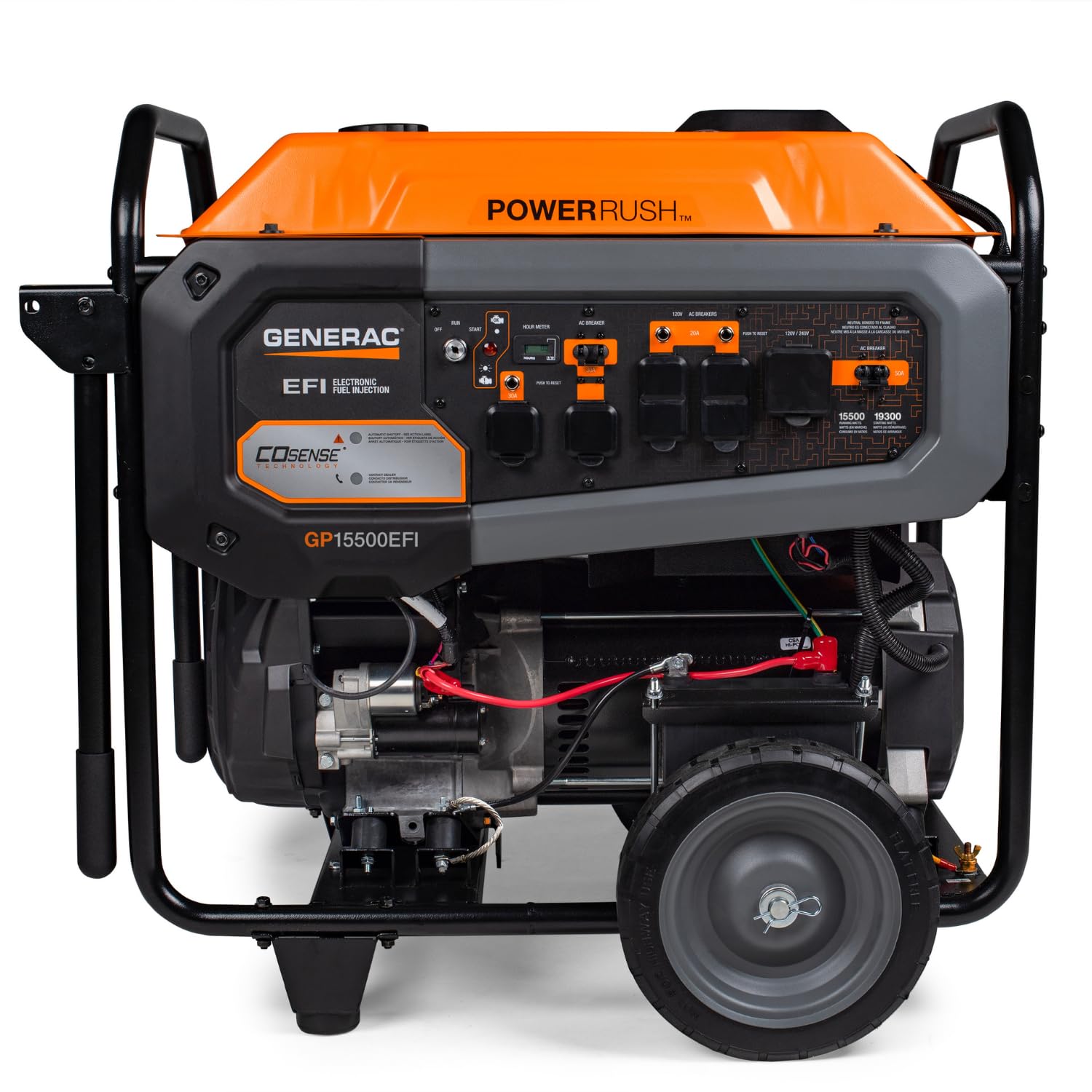Generac Portable Gas Generator 19,300 Starting Watt - Electric Start - Home Backup or RV Ready - Heavy Duty Frame - Quiet, Long Runtime, Emergency Power - 49-State Compliant