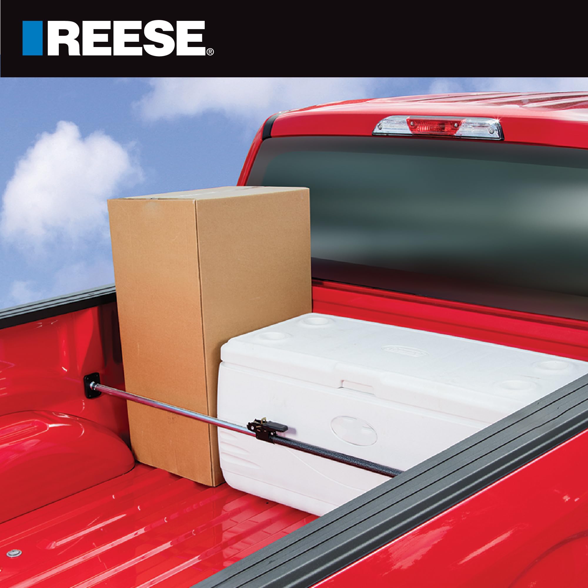 Ratcheting Cargo Bar Reese Towpower Adjustable 40 Inch to 70 Inch, Designed To Stop Cargo From Shifting In Sport Utility Vehicles, Trucks And Vans.