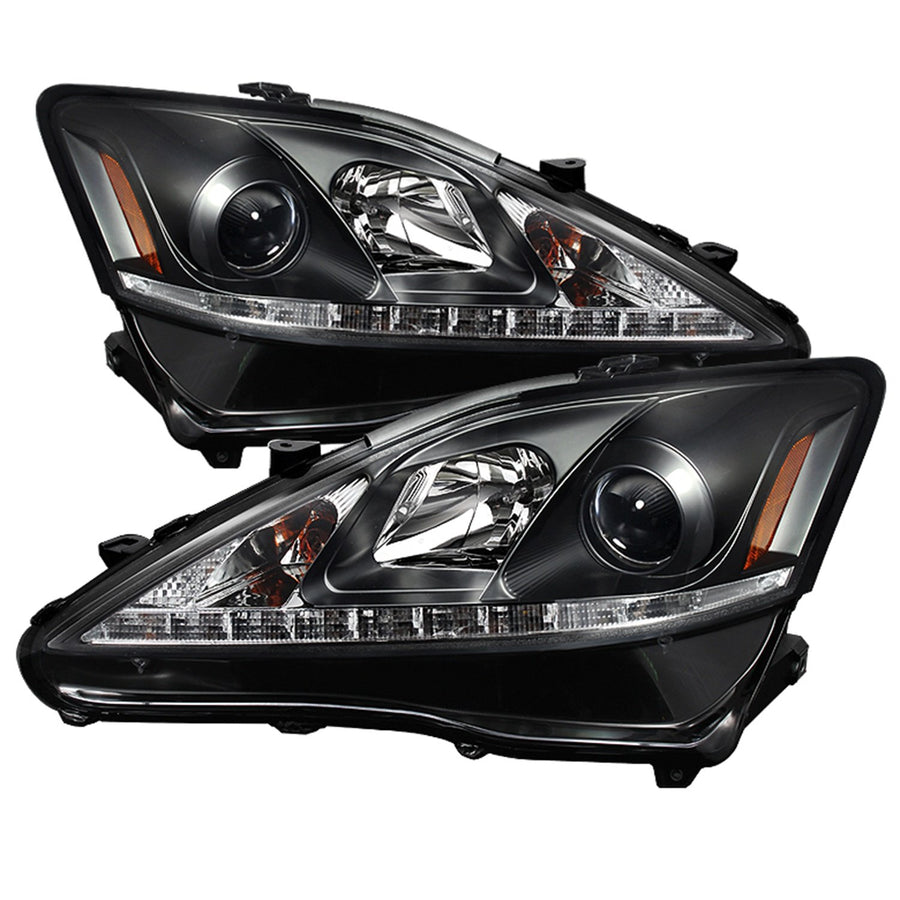 Lexus Projector Headlight Spyder Auto PRO-YD-LIS06-DRL-BK, Black