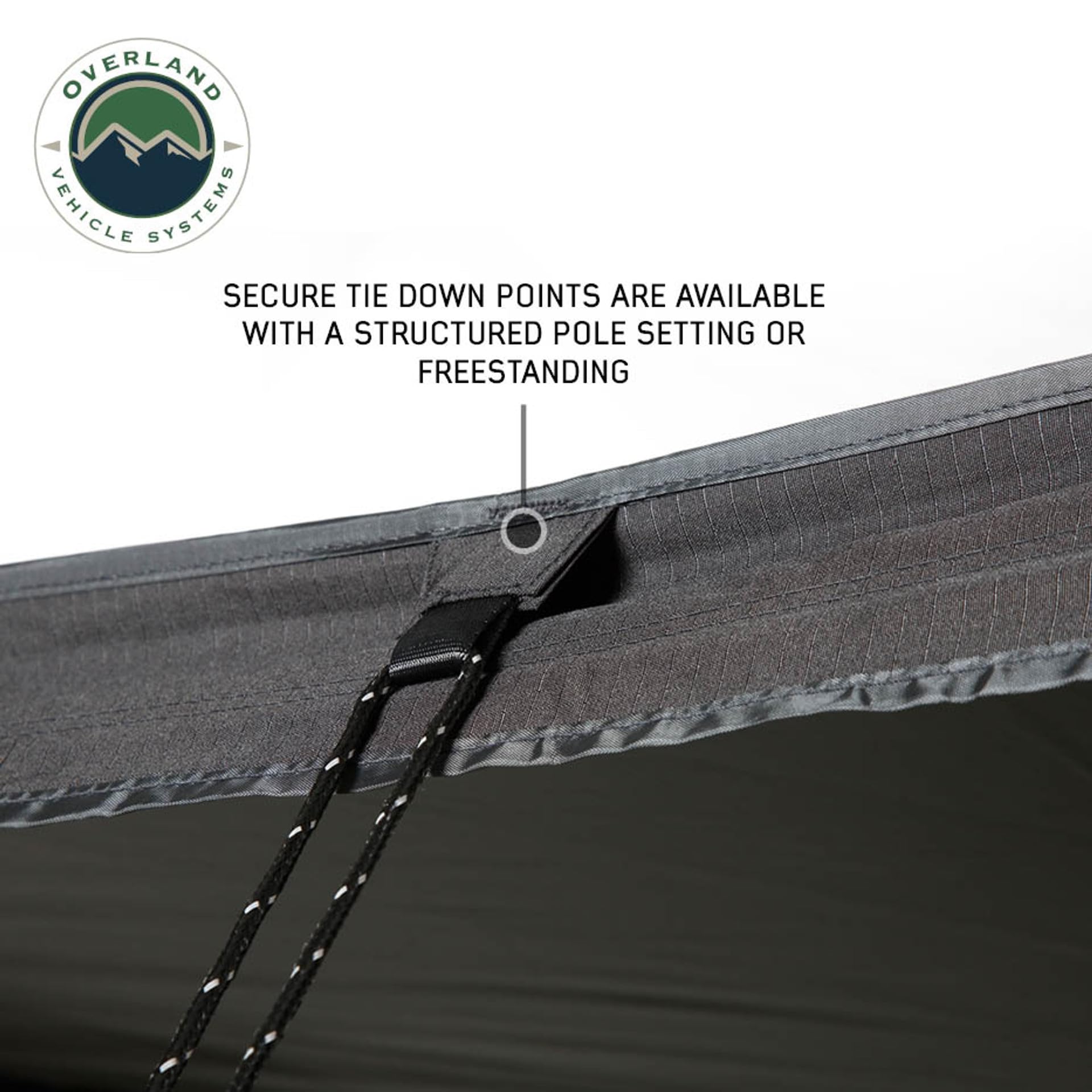 XD Nomadic 270 LTE - Overland Vehicle Systems Awning w/Lights, Black Body, Black Trim W/Black Travel Cover, Passenger Side