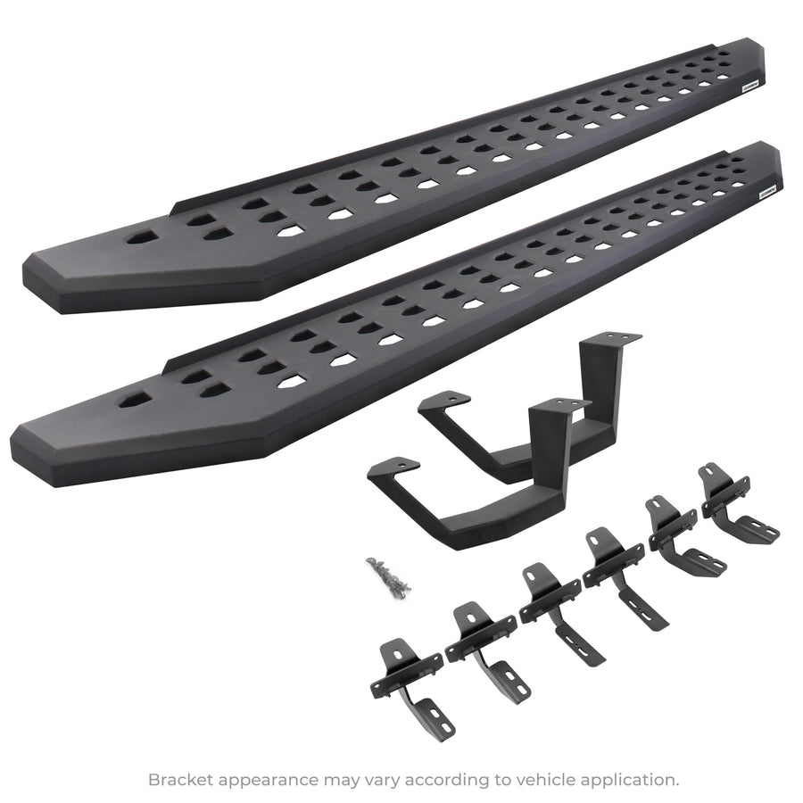 Go Rhino Running Boards RB20, Mounting Brackets, & 1 Pair of Drop Steps | Galvanized Steel, Protective Bedliner Coating | 6949264810T | Fits 2007-2018 Jeep Wrangler JK, 2-Door