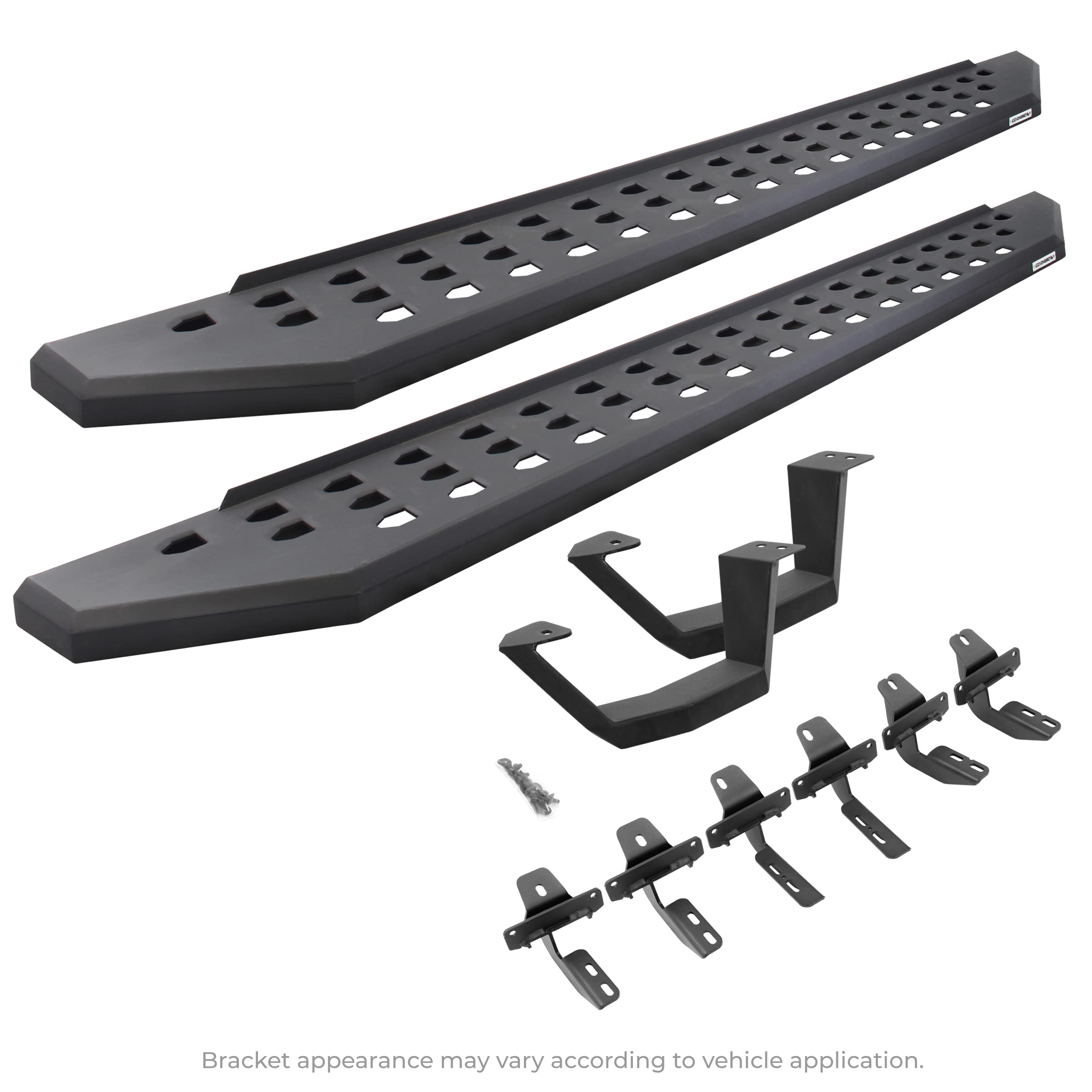 Go Rhino Running Boards RB20, Mounting Brackets, & 1 Pair of Drop Steps | Galvanized Steel, Textured Black | 6949274810PC | Fits 2018-2024 Jeep Wrangler JL, 2-Door