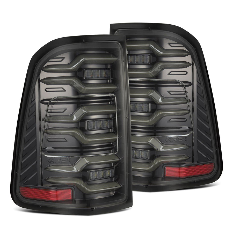 19-21 Dodge Ram 1500 AlphaRex Luxx-Series LED Tail Lights Alpha-Black w/Activ Light/Seq Signal