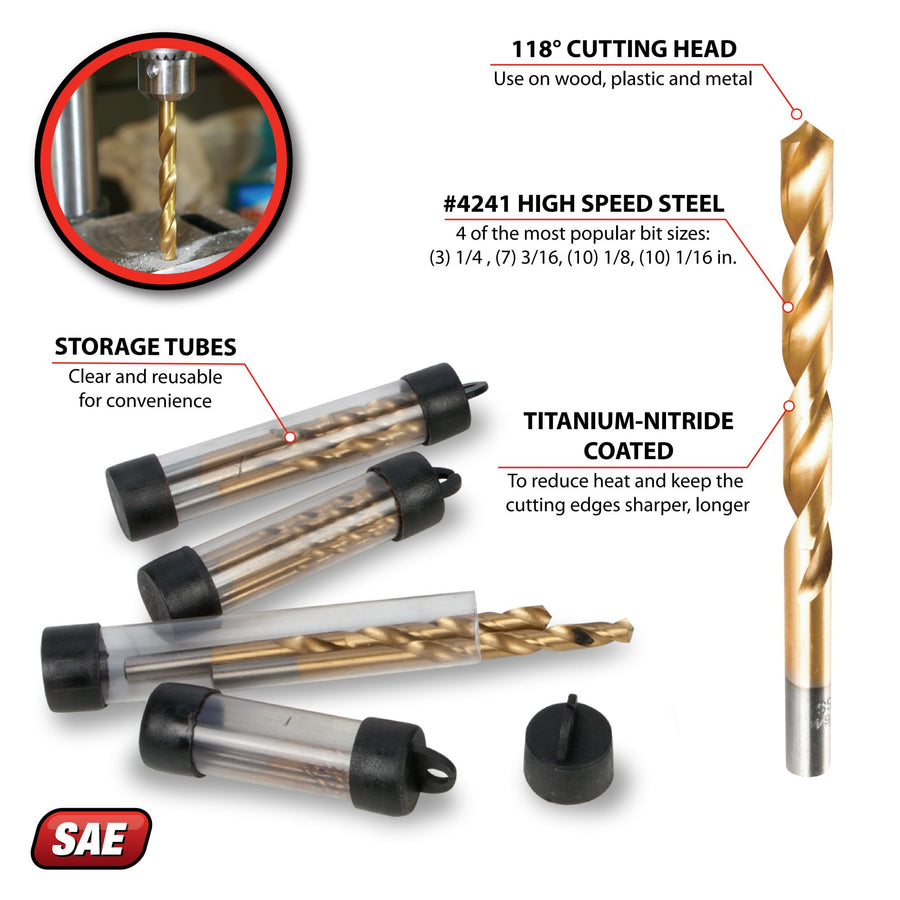 W9009 Performance Tool Titanium-Oxide 118 Degree Drill Bit Set (30 Pieces)