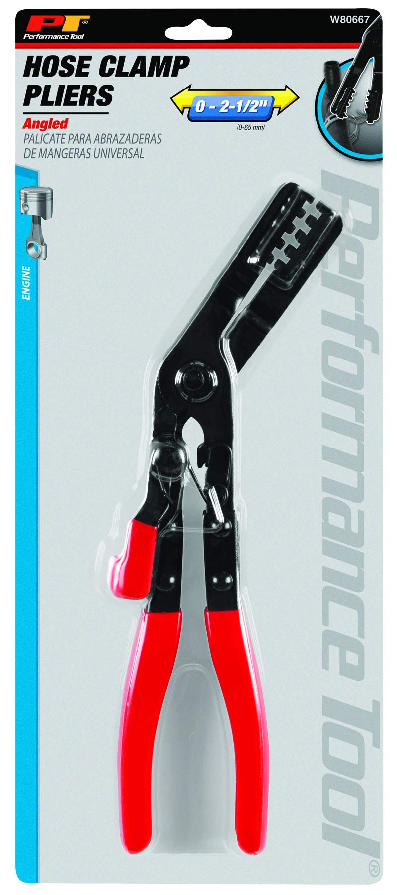 W80667 Performance Tool Angled Hose Clamp Pliers with Quick Locking Mechanism & Multi-Directional Slotted Pattern - Removes Clamps at Multiple Angles
