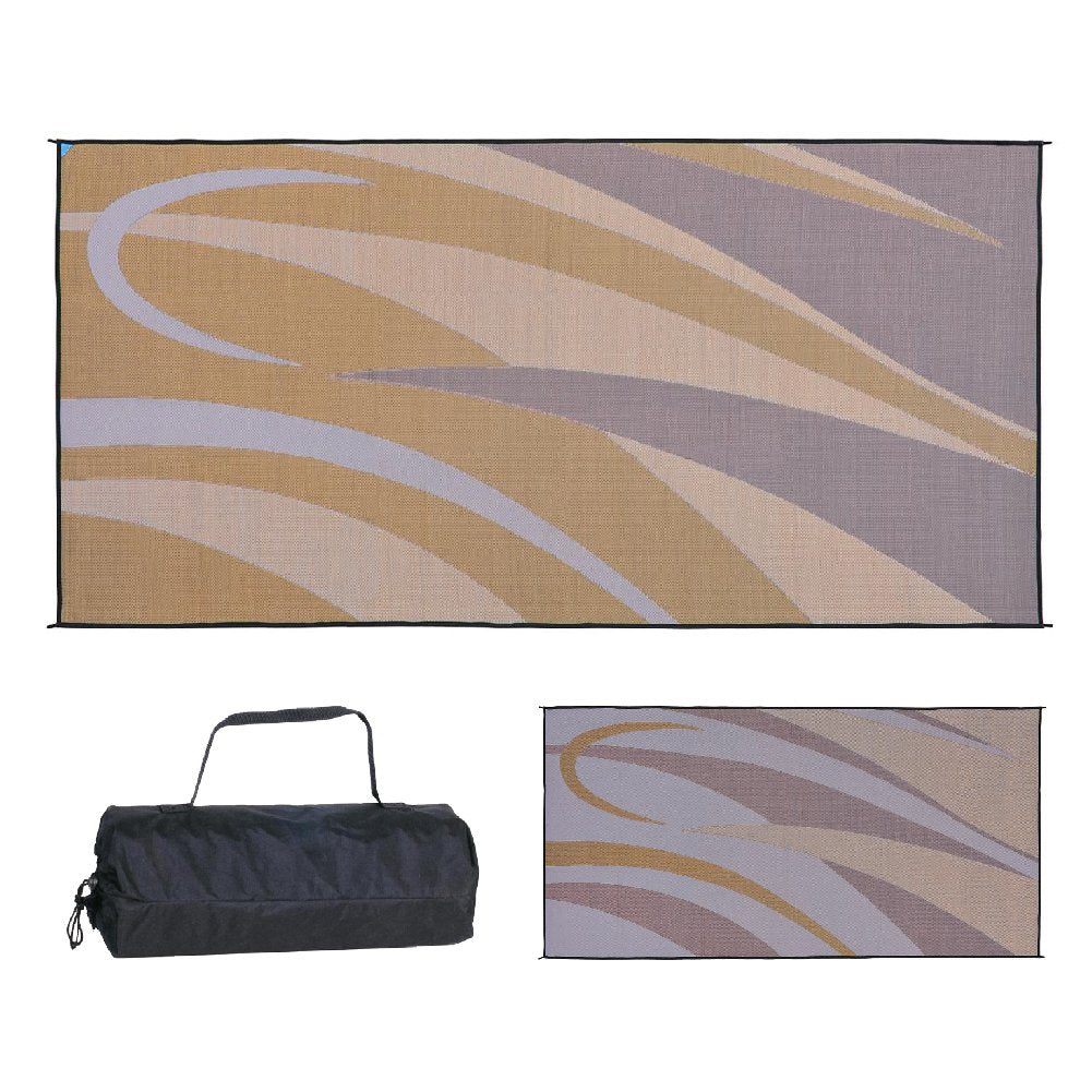 Camping Stylish Reversible Graphic Patio Mat - 8' x 16', Brown/Gold