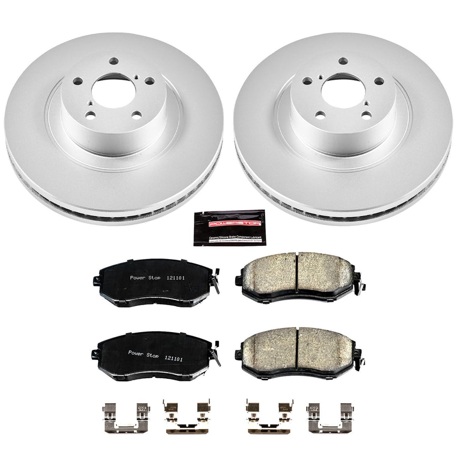 Power Stop CRK6082 Brake Kit Front Coated Brake Rotors and Ceramic Pads For Scion FR-S | Subaru BRZ Crosstrek Forester Legacy Outback WRX XV Crosstrek | Toyota 86 [Application Specific]