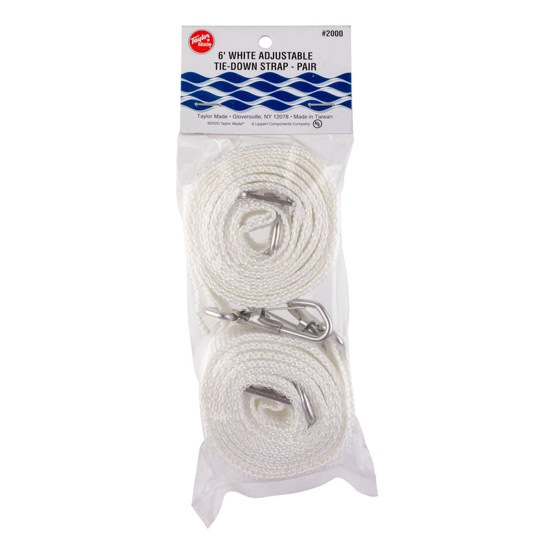 Adjustable TAYLOR MADE PRODUCTS Tie Down Strap 6' White