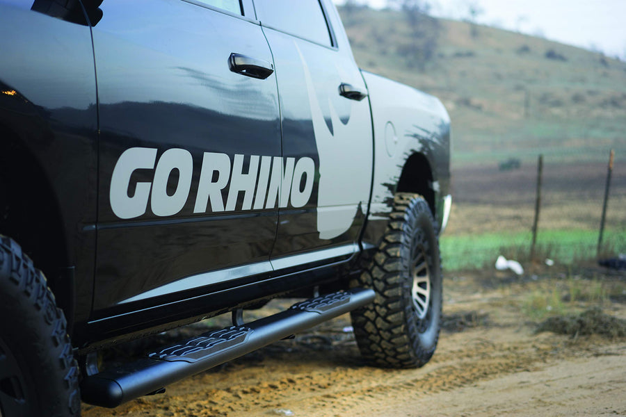 5" Oval Go Rhino 1000 Series Sidesteps | 80", Galvanized Steel, Textured Black | 10580T