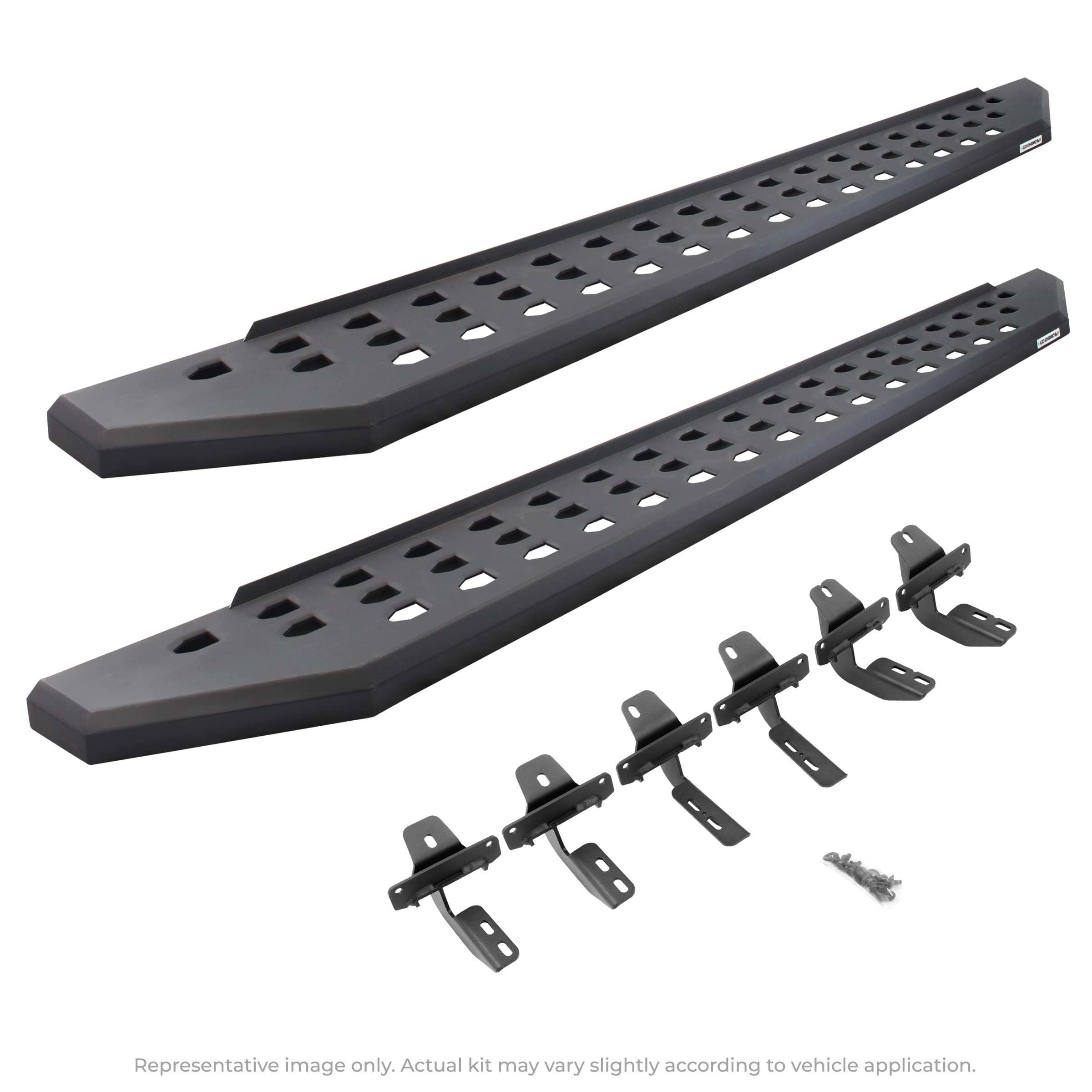 Go Rhino Running Boards & Brackets RB20 | Cab Length, Galvanized Steel, Textured Black | 69443280PC | Fits 2024 Toyota Tacoma Double Cab