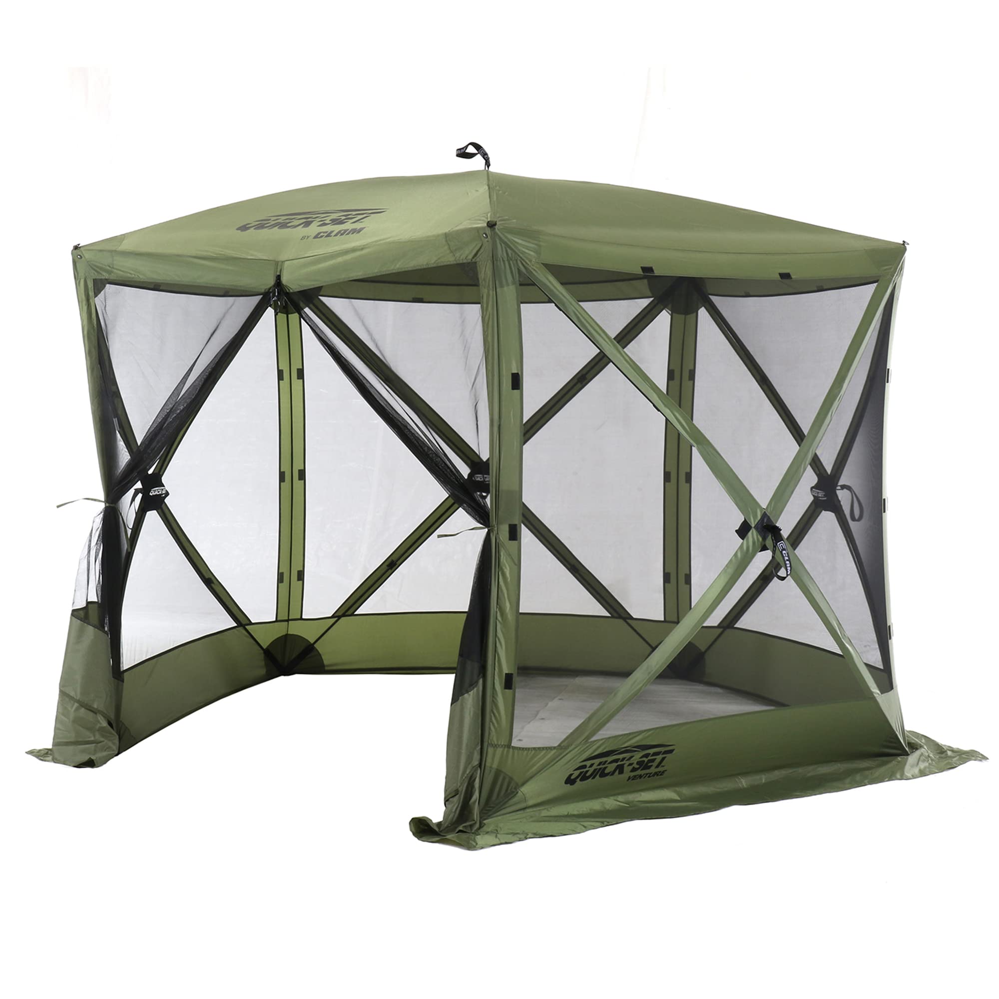 Pop Up CLAM Screen Tent, Outdoor Camping Gazebo Canopy, Venture, 9' x 9', Green