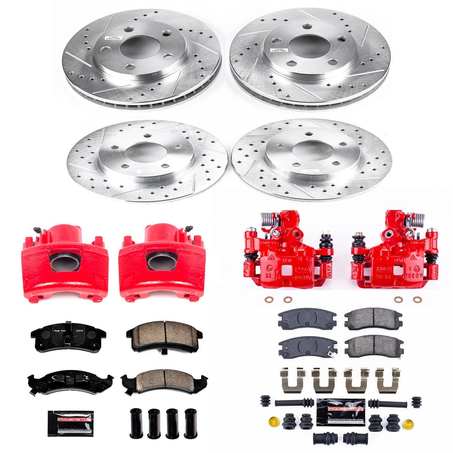 Power Stop Z23 Evolution Front and Rear Brake Kit-Drilled/Slotted Rotors, Carbon Ceramic Brake Pads & Calipers For Cadillac DeVille, Cadillac Eldorado, Cadillac Seville [Model Specific]