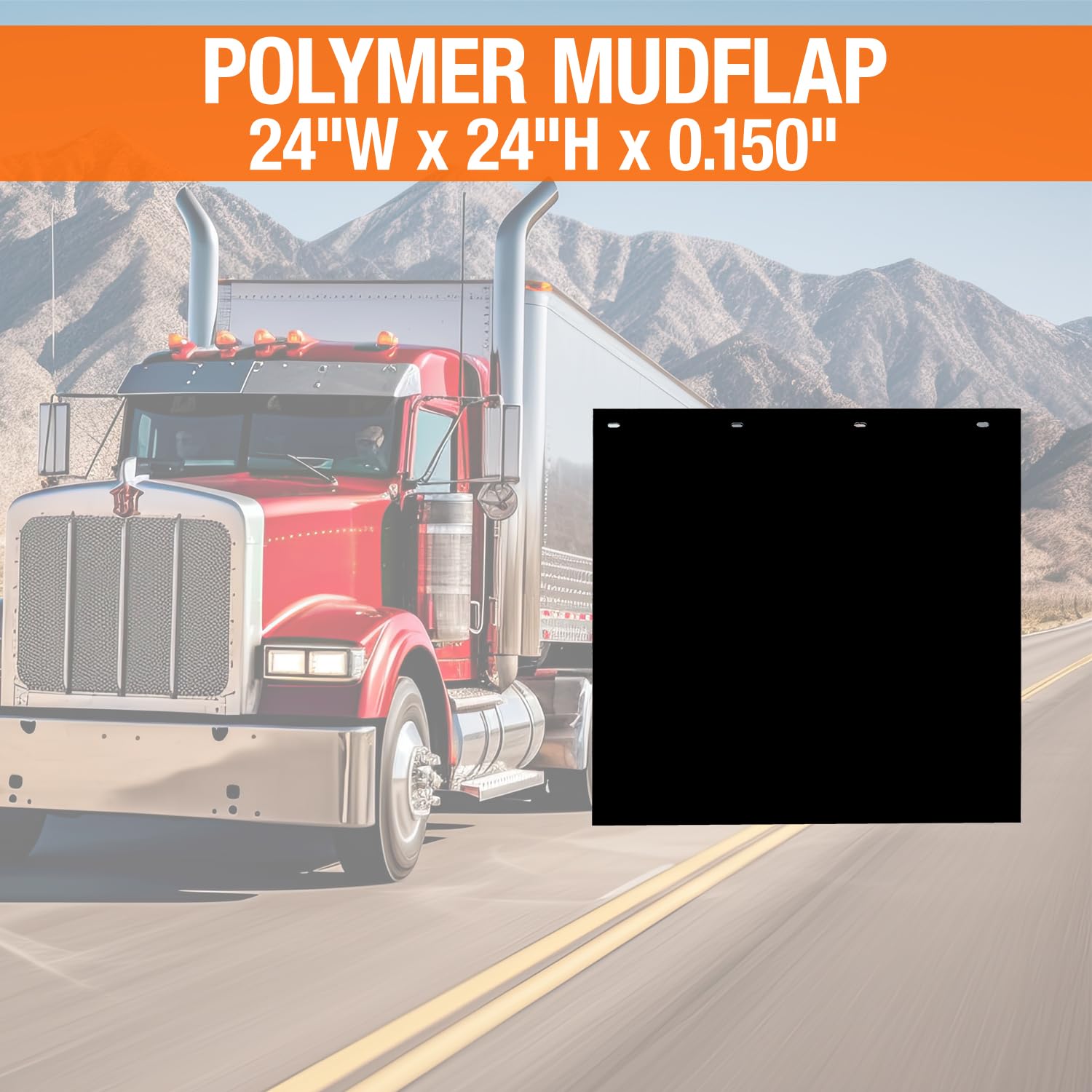 Buyers Products 2 Pack, RC24PPB Super Durable Black Polymer Mudflaps 24x24 Inch, Mud Flaps are NOT Rubber