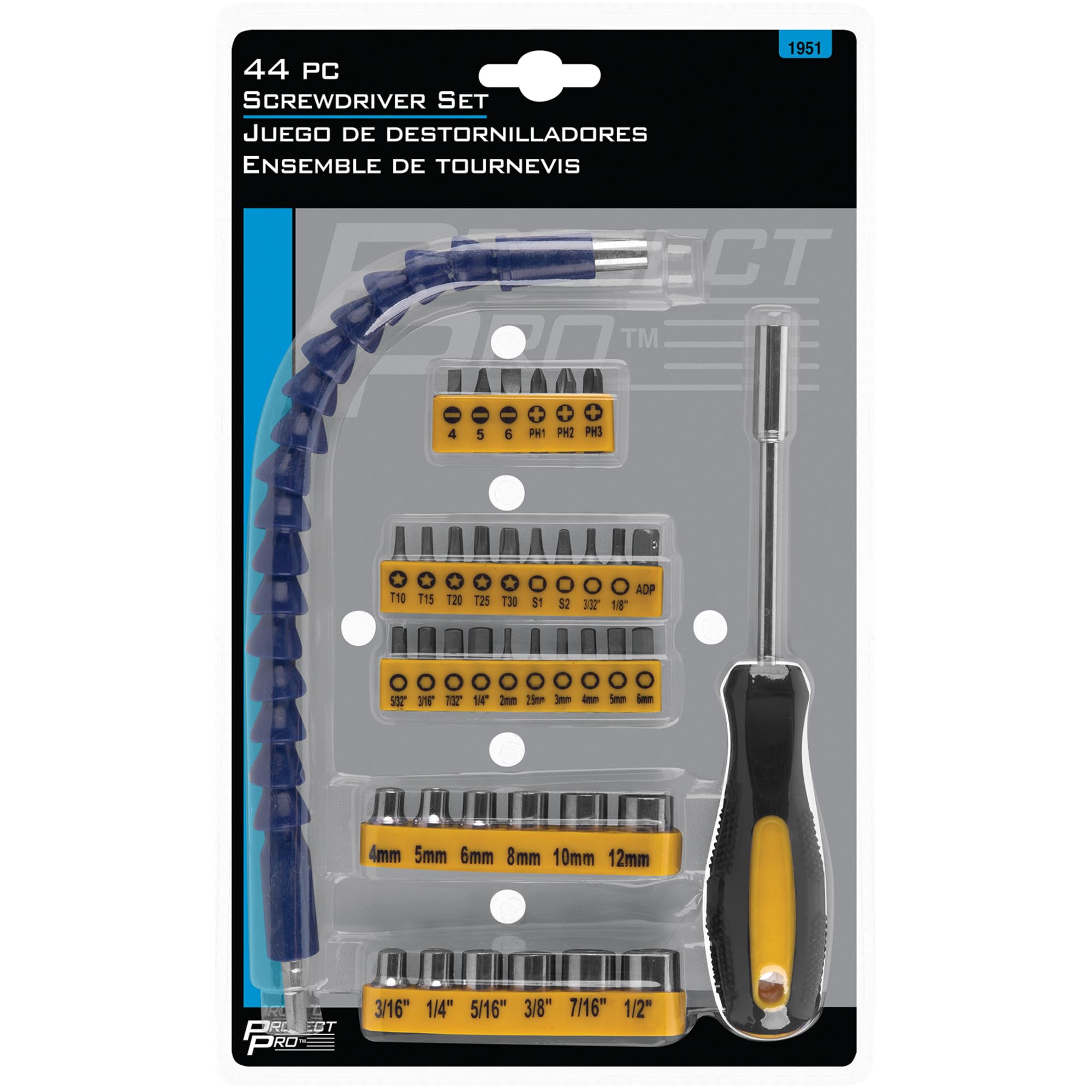 44-Piece Performance Tool Ratcheting Bit Driver Set with Magnetic Tips, Comfortable Grip Handles, and Durable Chrome Vanadium Steel Construction