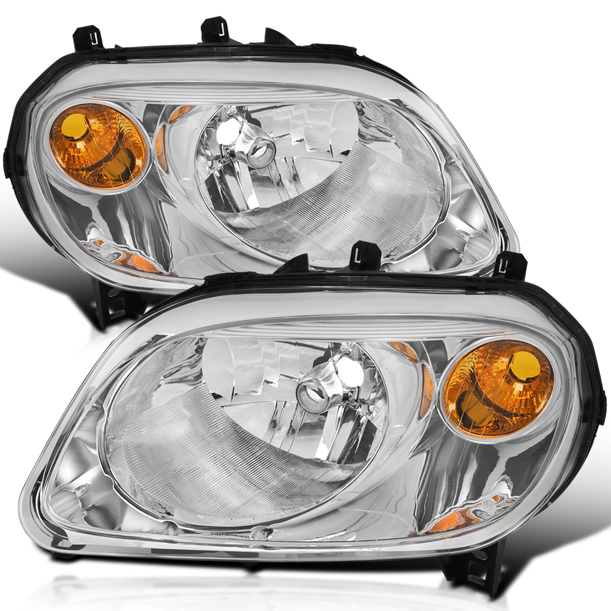 Chrome Headlights SPEC-D TUNING Compatible with 2006-2011 Chevy HHR, Left + Right Pair Headlamp Assembly