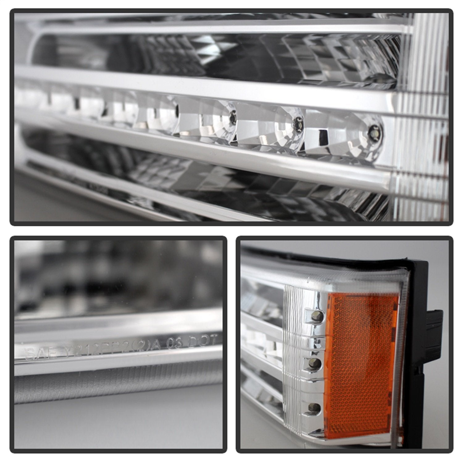 LED Front Bumper Lights Chrome/Clear xTune Auto 9027499