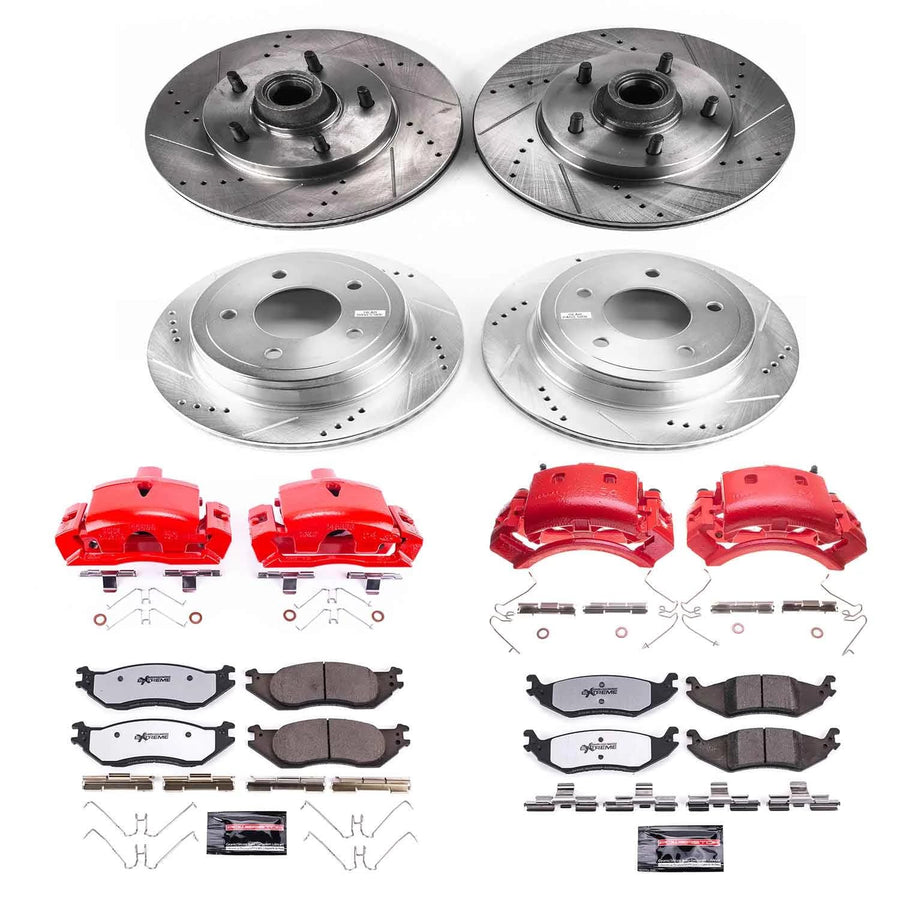 Power Stop Z36 KC4021-36 Truck & Tow Front and Rear Brake Kit-Brake Rotors, Brake Pads & Calipers For Ford E-150 2004-2006, Ford E-150 Club Wagon 2004-2005 [Model Specific]