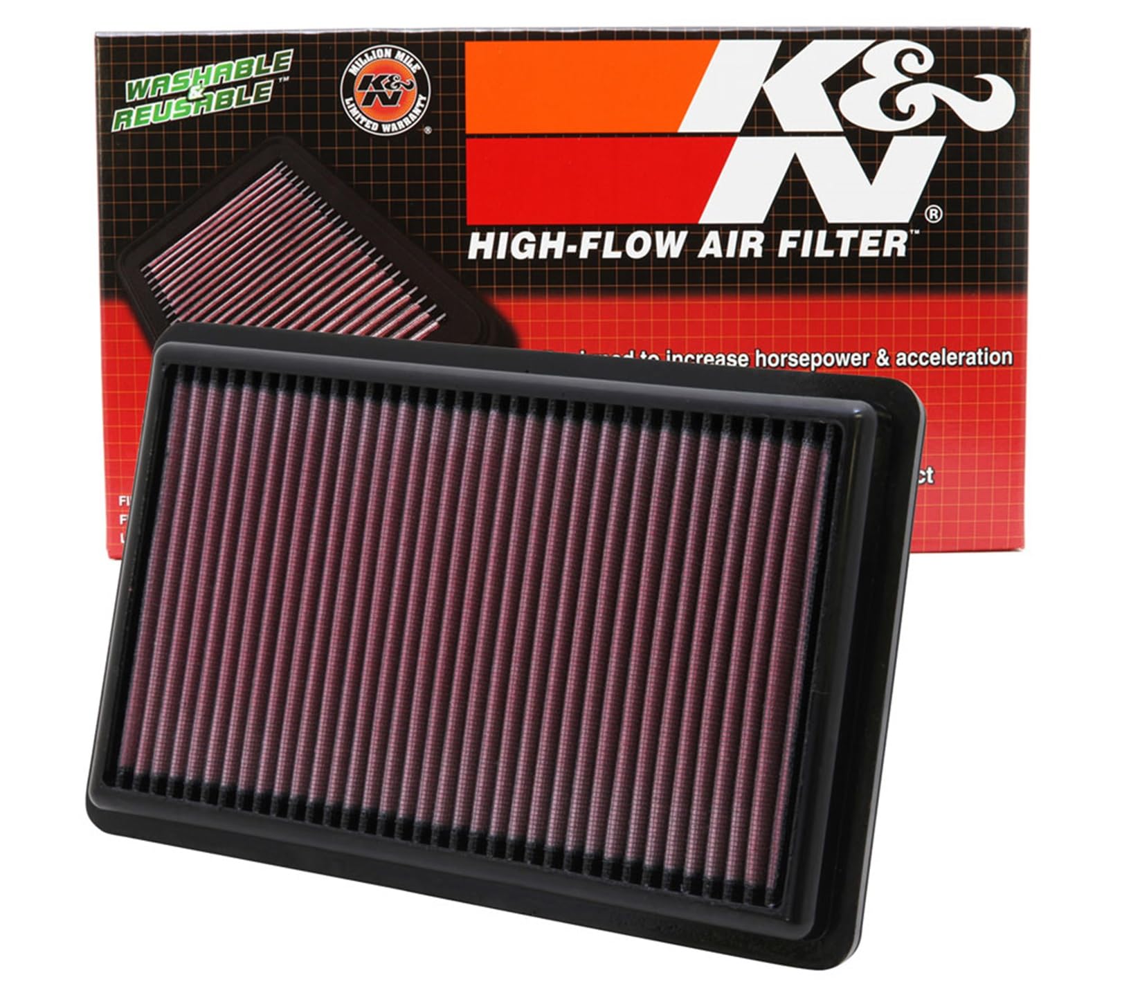 K&N Original High-Flow Lifetime Engine Air Filter: Increase Power: Premium, Washable: Compatible with 2010-2013 Acura: MDX, ZDX, 33-2454