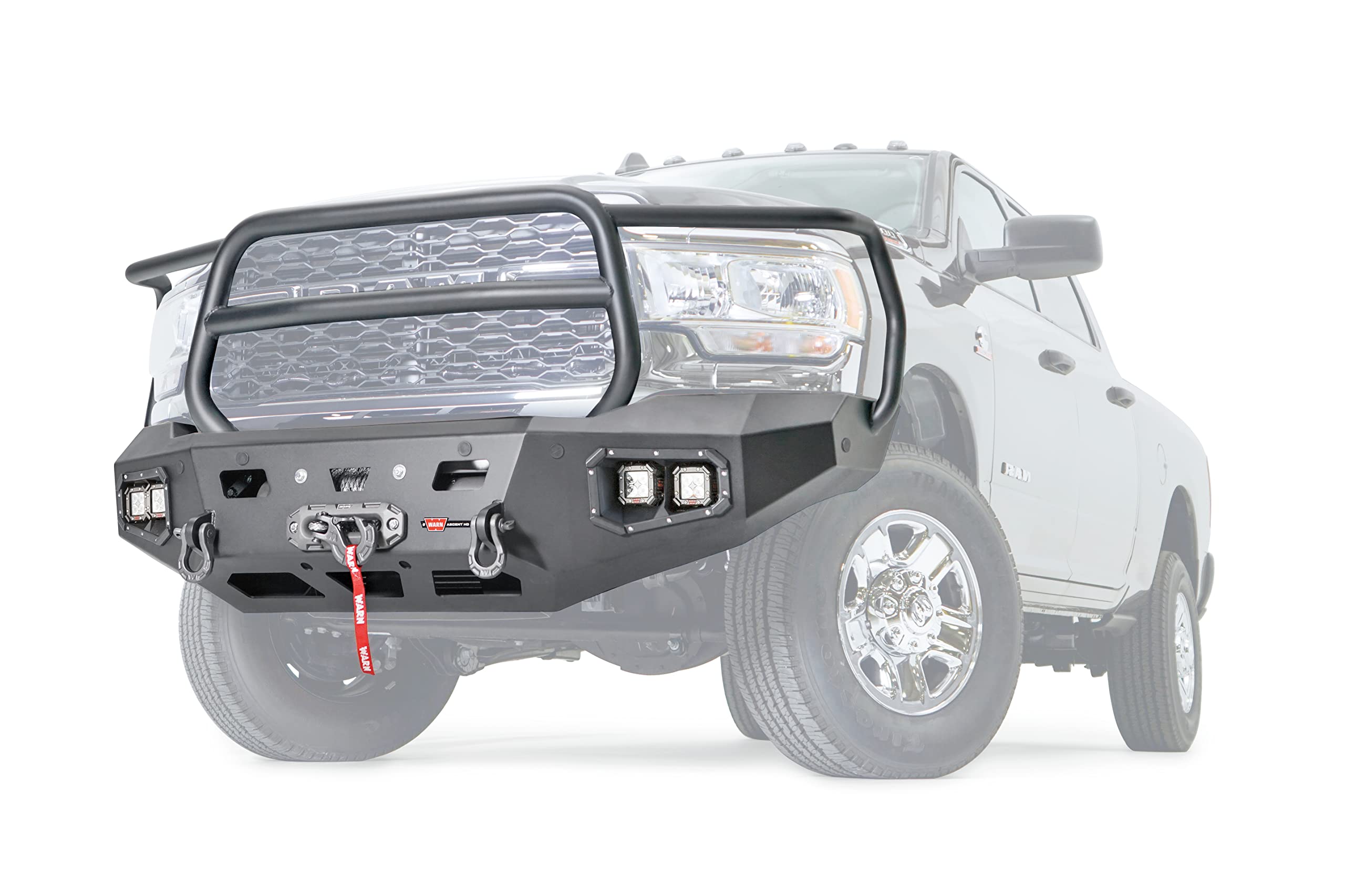 Ascent HD WARN 107002 Front Bumper with Full Grille Guard, Fits: Dodge Ram 2500/3500/4500/5500 (2020-2021)