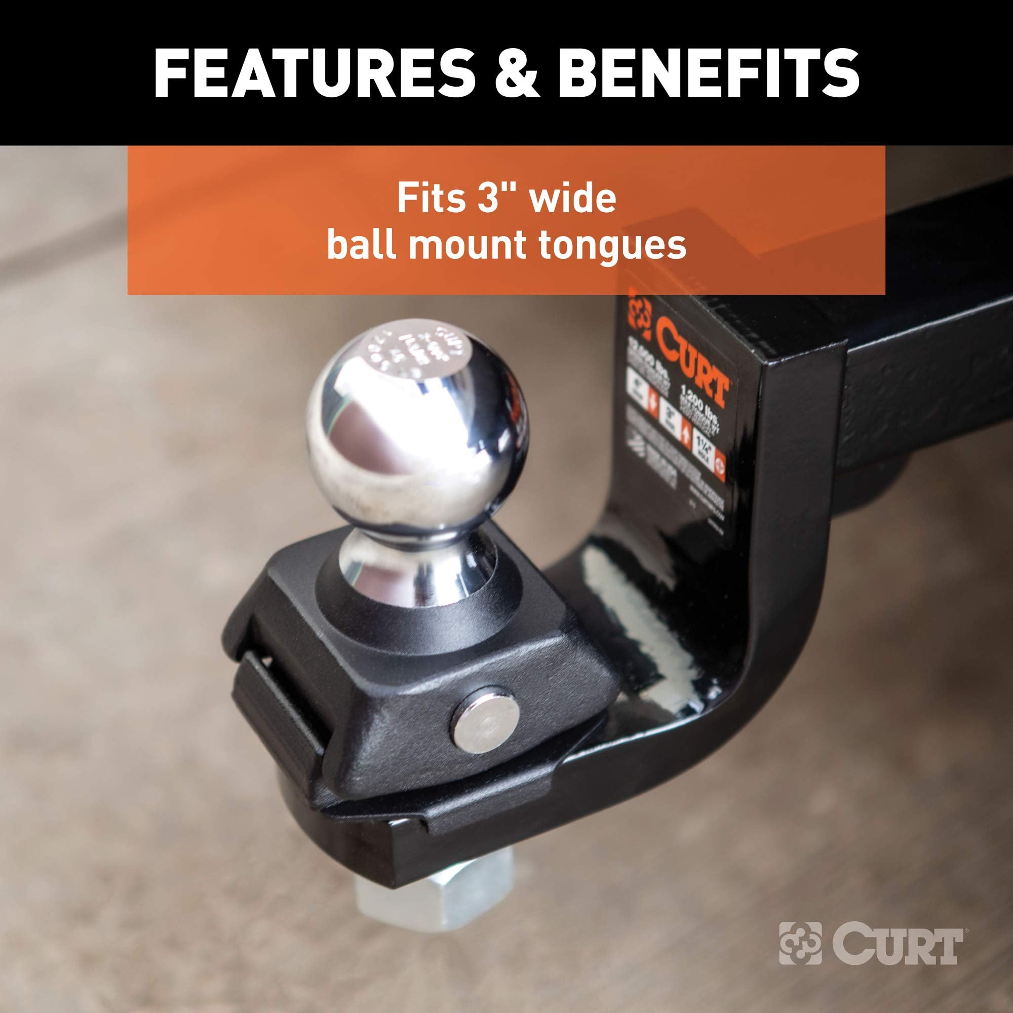 CURT RockerBall 40249 Cushion Hitch Trailer Ball 12,000 lbs, 2-5/16-Inch Diameter, 1-1/4-Inch Shank