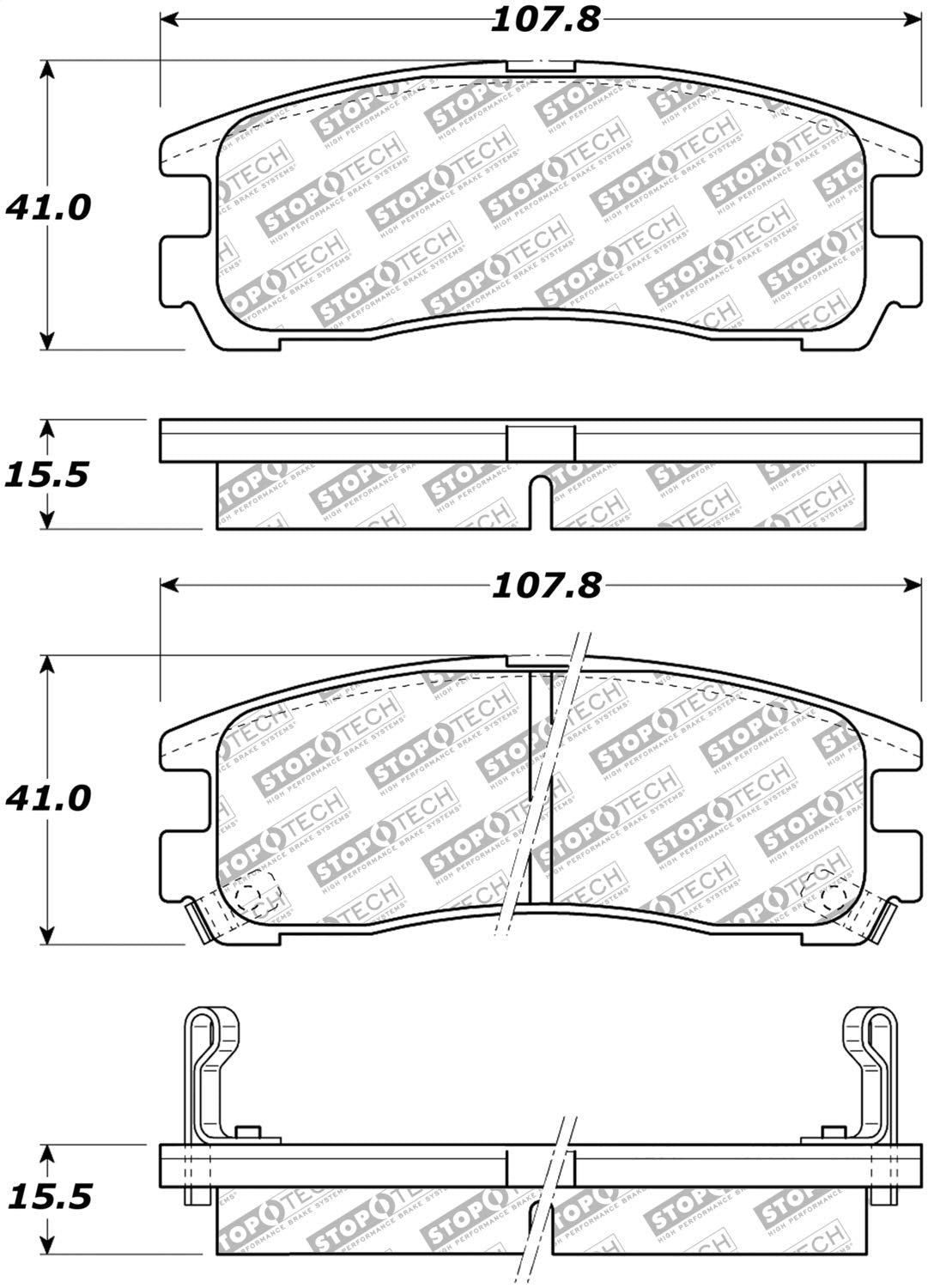 Brake Pads Stoptech 305.03830 with Hardware Street Select