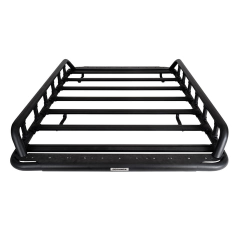 Go Rhino 500 SRM Flat Platform Roof Rack w/Dual Rail & Clamps | Aluminum, Textured Black, L: 75" x W: 52" | 5935271T | Mounts to Most Cross Bars