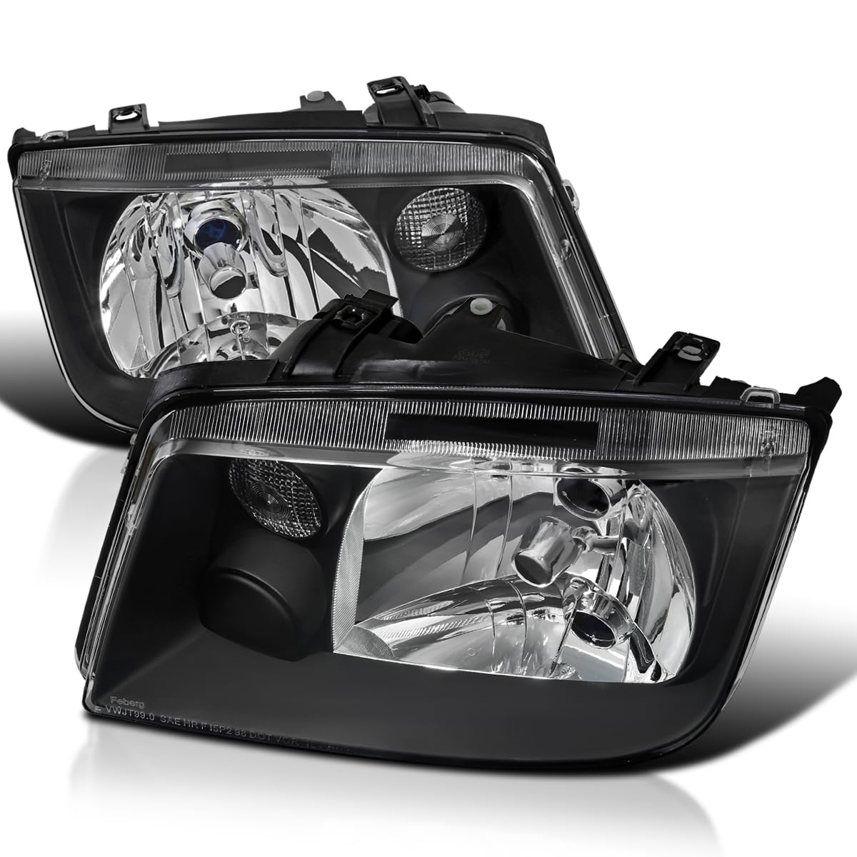 Black SPEC-D TUNING Headlights w/o Built-in Fog Lights Compatible with 1999-2005 Volkswagen Jetta Bora Mk4 1999-2005 L+R Pair Head Light Lamp Assembly