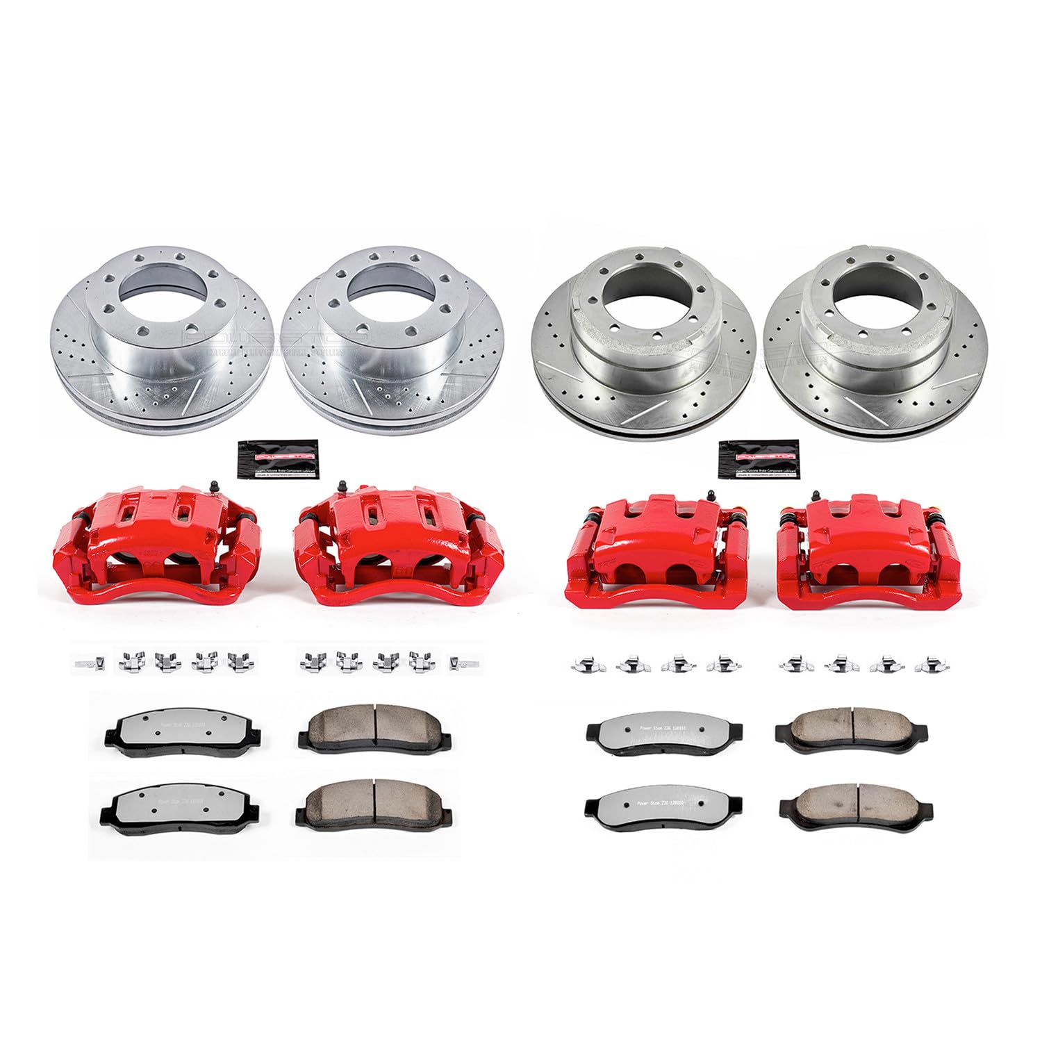 Power Stop Front and Rear KC4033-36 Brake Kit with Calipers Truck & Tow Brake Rotors and Brake Pads For 2005 2006 2007 2008 2009 2010 Ford F350 Super Duty 4 Wheel Drive Models with Dual Rear Wheels