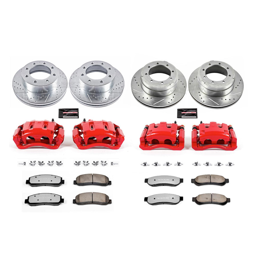 Power Stop Front and Rear KC4033-36 Brake Kit with Calipers Truck & Tow Brake Rotors and Brake Pads For 2005 2006 2007 2008 2009 2010 Ford F350 Super Duty 4 Wheel Drive Models with Dual Rear Wheels