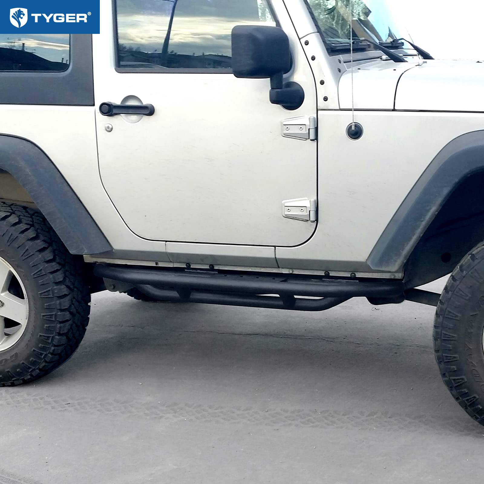 Tyger Auto Compatible with 2007-2018 Jeep Wrangler JK 2-Door Star Armor | TG-JA2J2240B | Side Step Rails Nerf Bars Running Boards