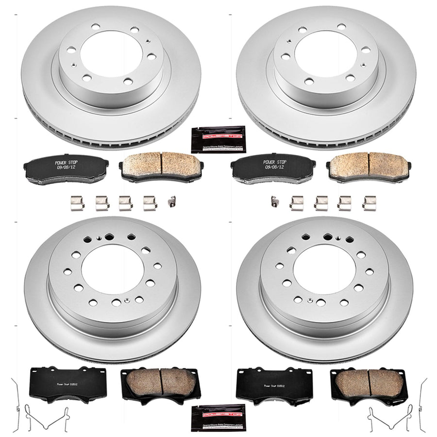 Power Stop CRK138 Brake Rotor Coated & Ceramic Brake Pads- front & rear For Toyota 4Runner 2003-2009, Toyota FJ Cruiser 2007-2009 [Model Specific]