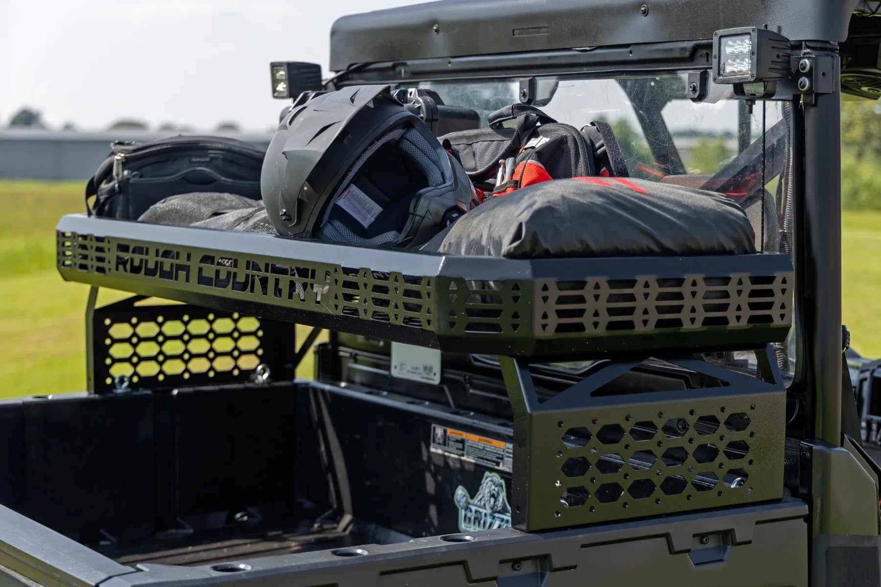 Over Bed Cargo Rack Rough Country for Polaris Ranger/Can-Am Defender (2010-2025) - Adds Elevated Storage Space, Molle Panel Sides, Easy Bolt-on Install