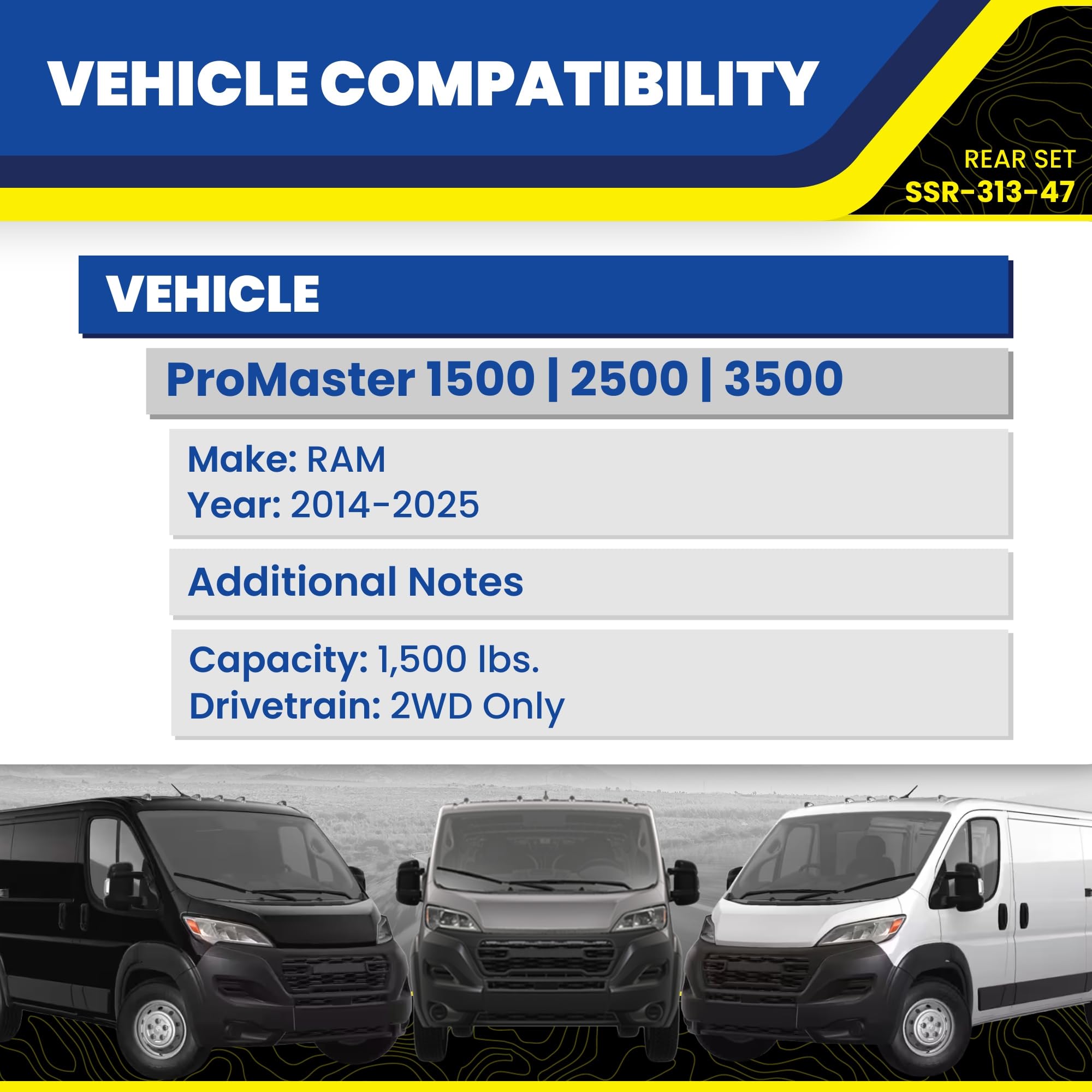 Set of SuperSprings Rear SumoSprings fits 2014-2025 RAM ProMaster 1500/2500/3500 (2WD Only) | 1500 lb Capacity at 50% Compression | Simple Installation