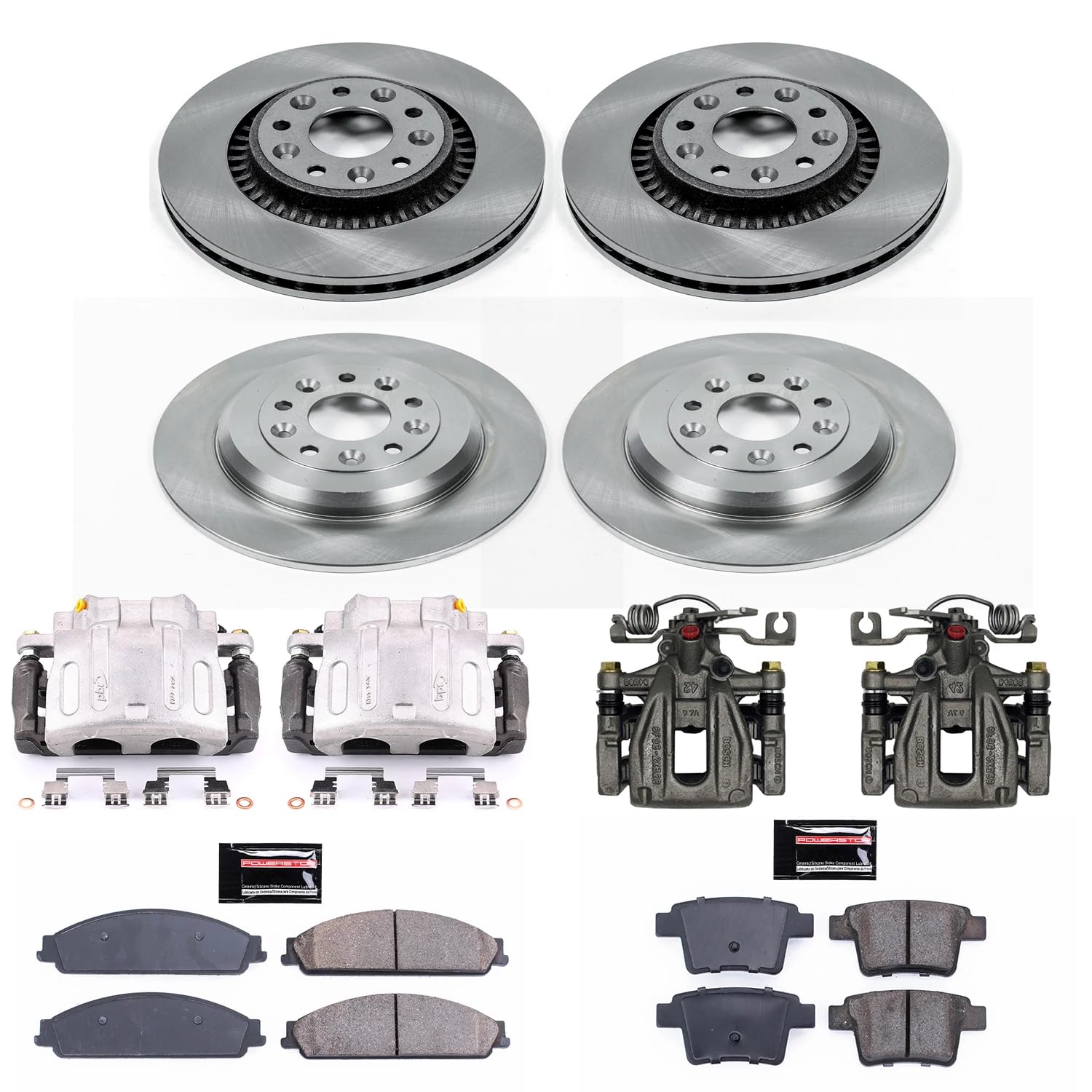 Power Stop KCOE4039A Brake Kit Stock Replacement with OE Calipers- Front & Rear For Ford Taurus X 2008-2009 [Model Specific]