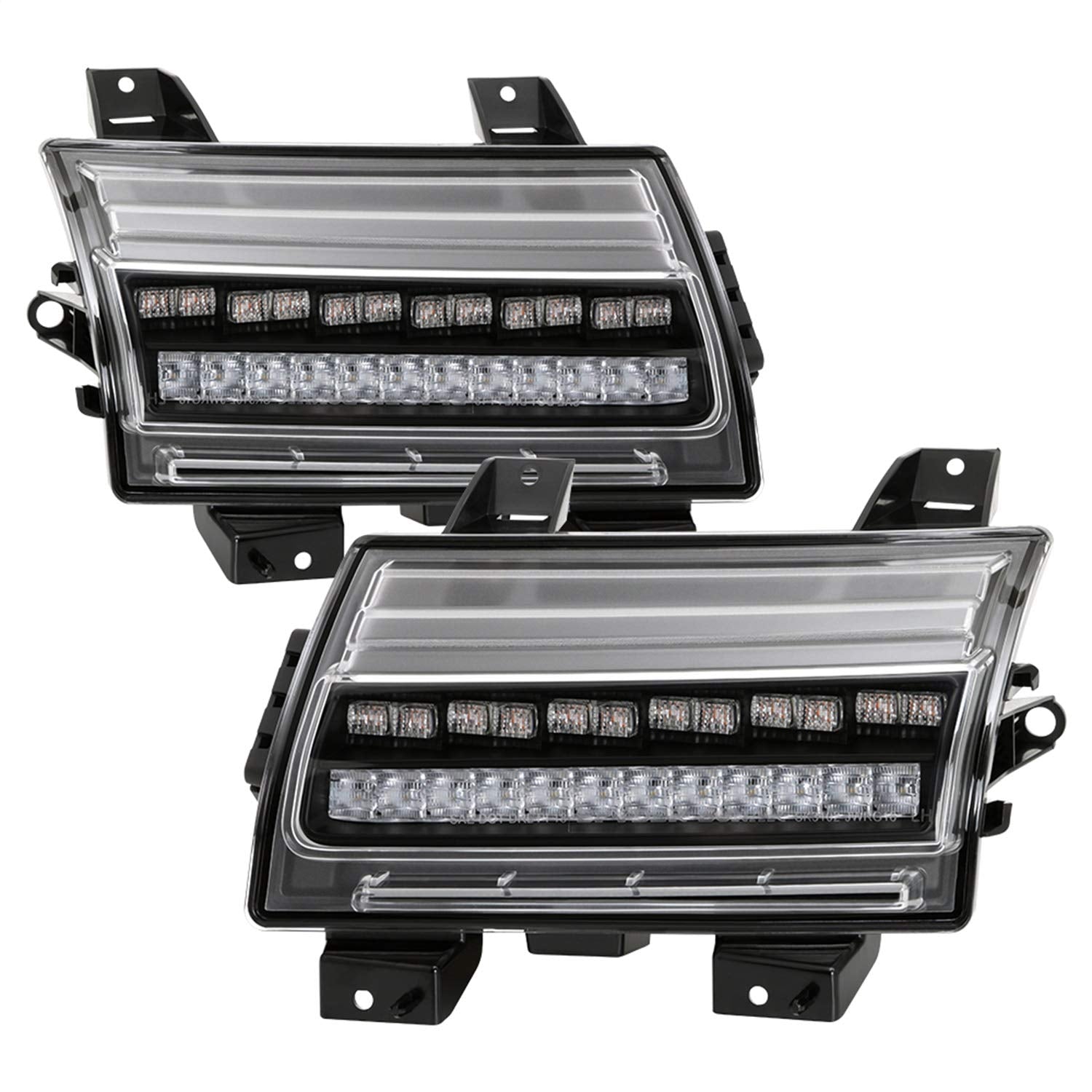 Jeep Wrangler 2018-2019 Spyder 5086785 ( Halogen Model Only Do Not Fit LED Model ) Full LED Front Bumper Lights - Sequential Signal - Black