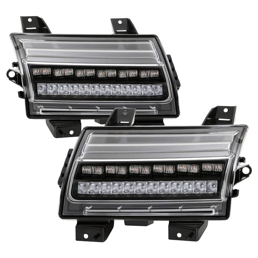 Jeep Wrangler 2018-2019 Spyder 5086785 ( Halogen Model Only Do Not Fit LED Model ) Full LED Front Bumper Lights - Sequential Signal - Black