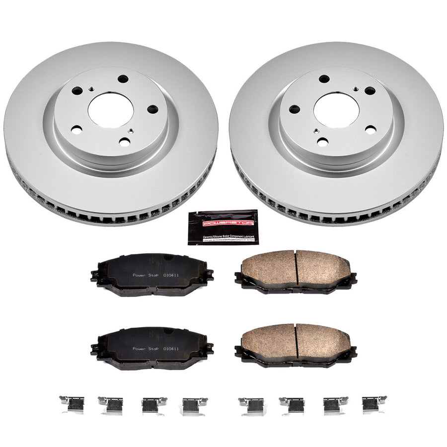 Power Stop CRK3054 Brake Rotor & Coated Ceramic Brake Pads- front For Pontiac Vibe, Scion, Scion tC, Toyota Corolla iM, Toyota Matrix, Toyota Mirai, Toyota RAV4 [Model Specific]