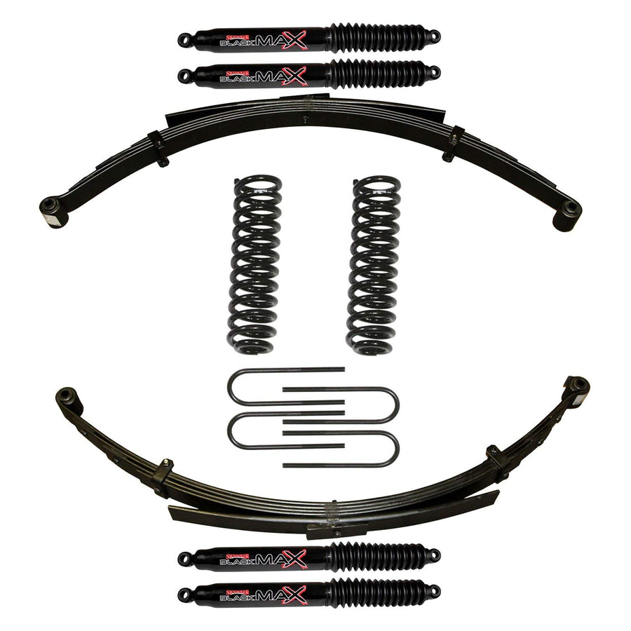 Skyjacker Suspension Lift Kit 174PKS-B w/Shock Black MAX Shocks 4 in. Lift Incl. Front/Rear Springs Rear U Bolt Kit