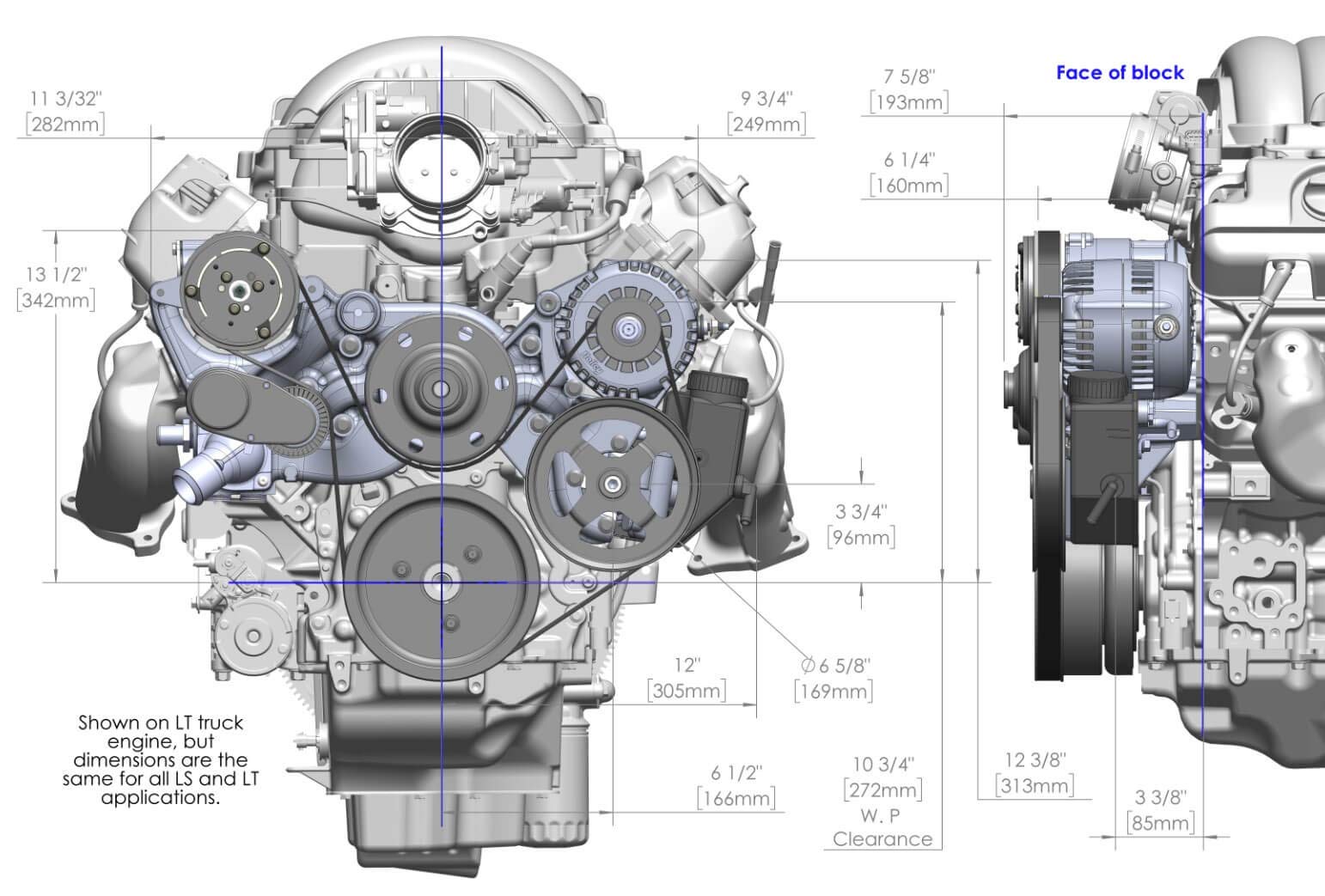 Holley Complete LS Swap Front Accessory Serpentine Drive System | Mid-Mount with Water Pump, Alternator, A/C & Power Steering | Gen III/IV 4.8/5.3/LS1/LS2/LS3/LS6 Black Finish 20-185BK