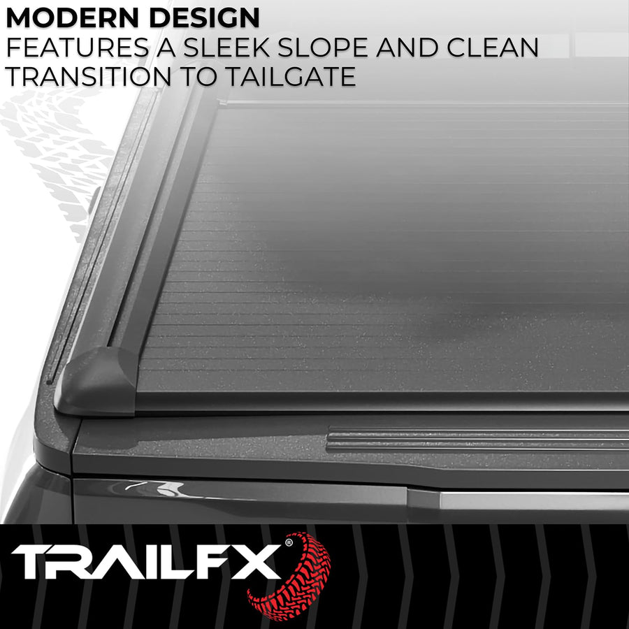 TrailFX Retractable Hard Tonneau Cover Fits 2015-2025 Ford F-150 6.5 Foot Bed Manual with Key Lock Black Matte Powder Coated Aluminum T-Slot Rails Clamp-On TrailFX TFX6004
