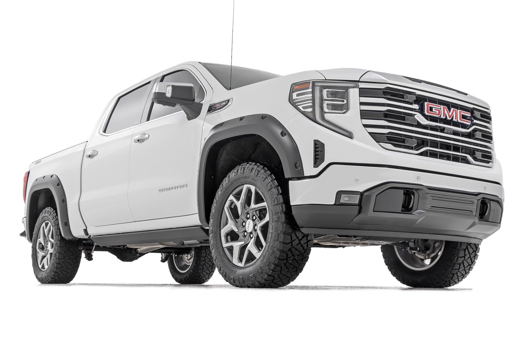 Rough Country Fender Flares Pocket for GMC Sierra (2019-2026 & Refresh) - 2" Extra Tire Coverage, UV-Resistant ABS, Flat Black (Set of 4)