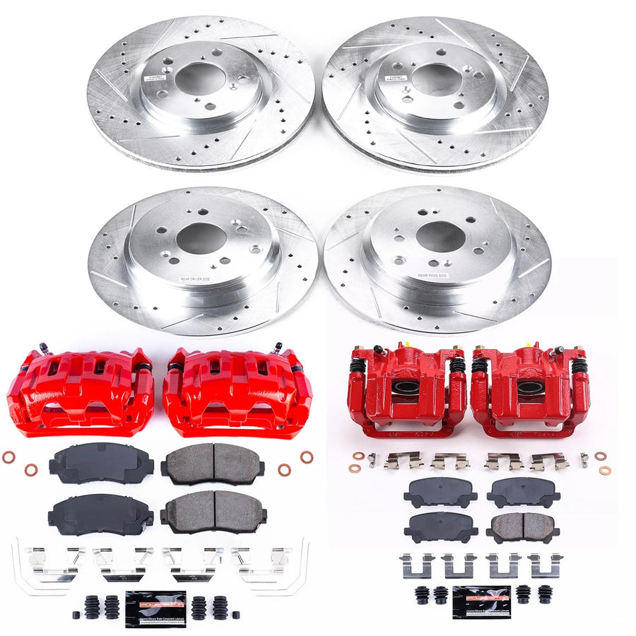 Z23 Evolution Power Stop KC5858 Front and Rear Brake Caliper Kit-Brake Rotors, Carbon-Fiber Ceramic Brake Pads, Calipers For Honda Odyssey 2011-2014 [Model Specific]